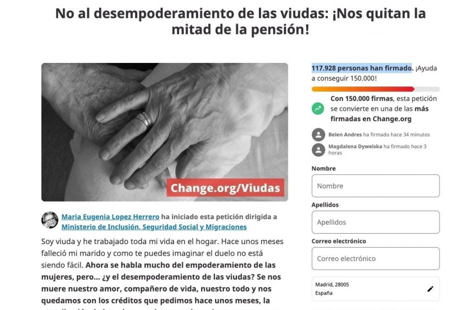 viudedad change.org