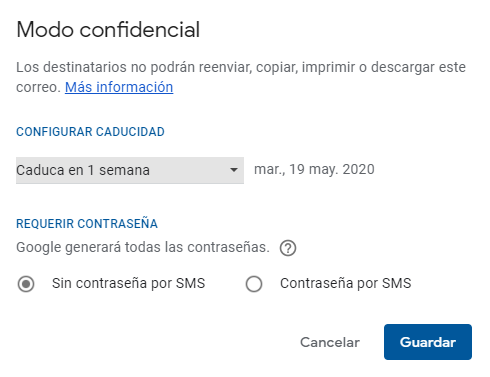 Modo confidencial gmail
