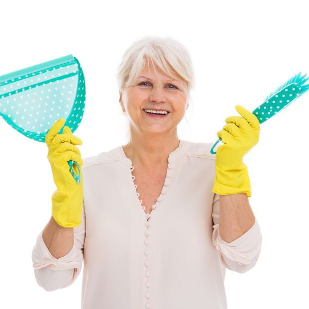 bigstock Senior woman with cleaning sup 182353021